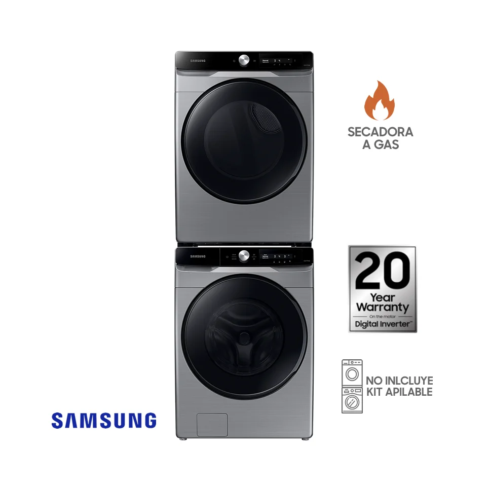 Combo Lavadora + Secadora de Gas Samsung 22 Kgs-48 Lbs Inverter